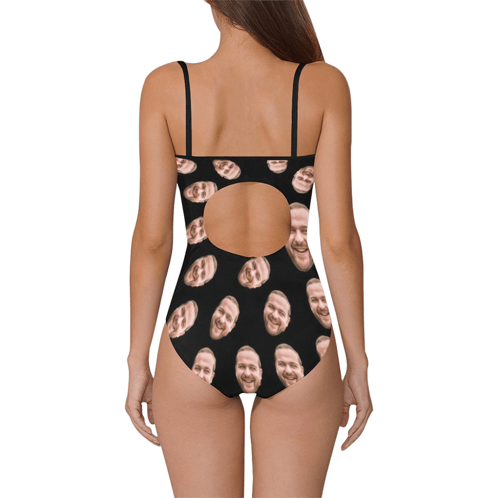 Custom Rotating Face Swimsuit | Personalized Women's Slip One-Piece Bathing Suit Birthday Gift