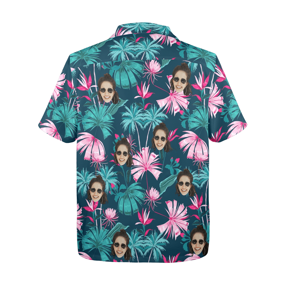 Custom Face Coconut Flowers Hawaiian Shirt | Personalized Tropical Aloha Shirt Beach Cruise Party Gift