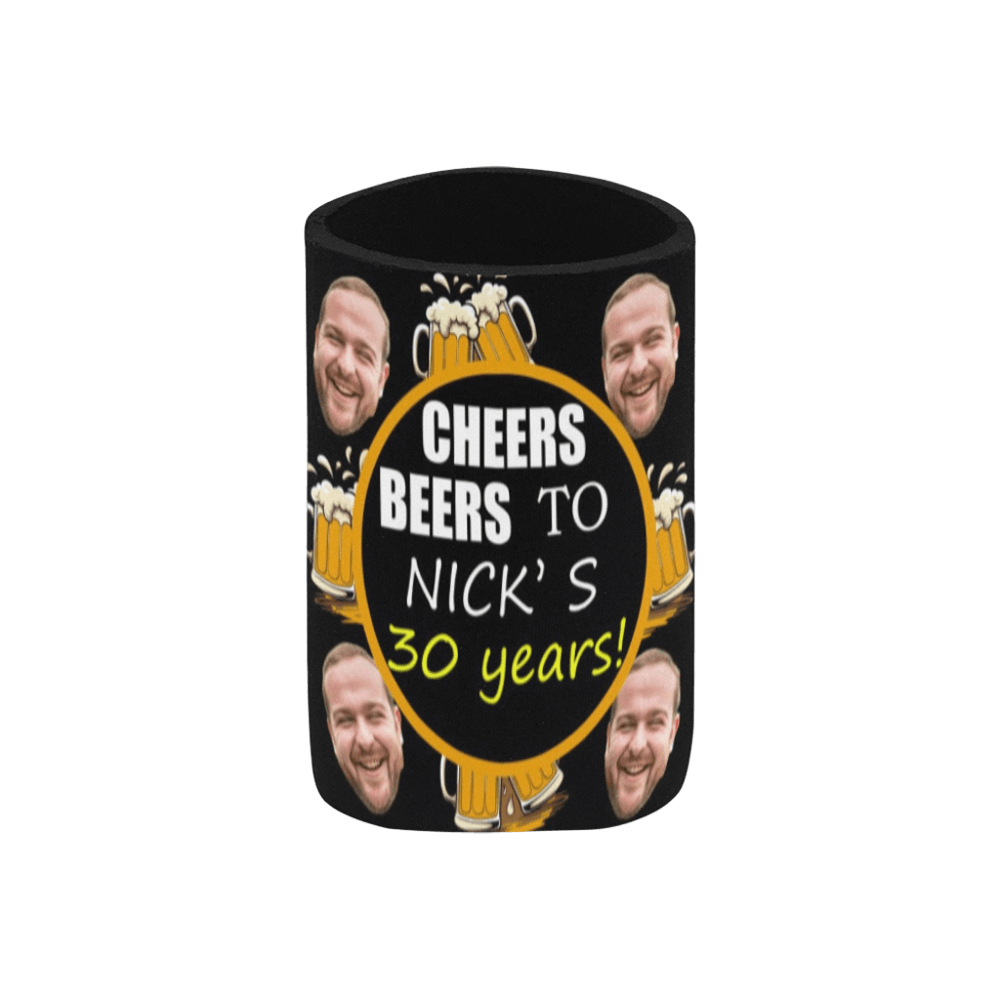 Personalized Face Cheers&Beers Can Cooler | Custom Neoprene Koozies Non Slip for Beer Cans&Bottles Birthday Party Favors
