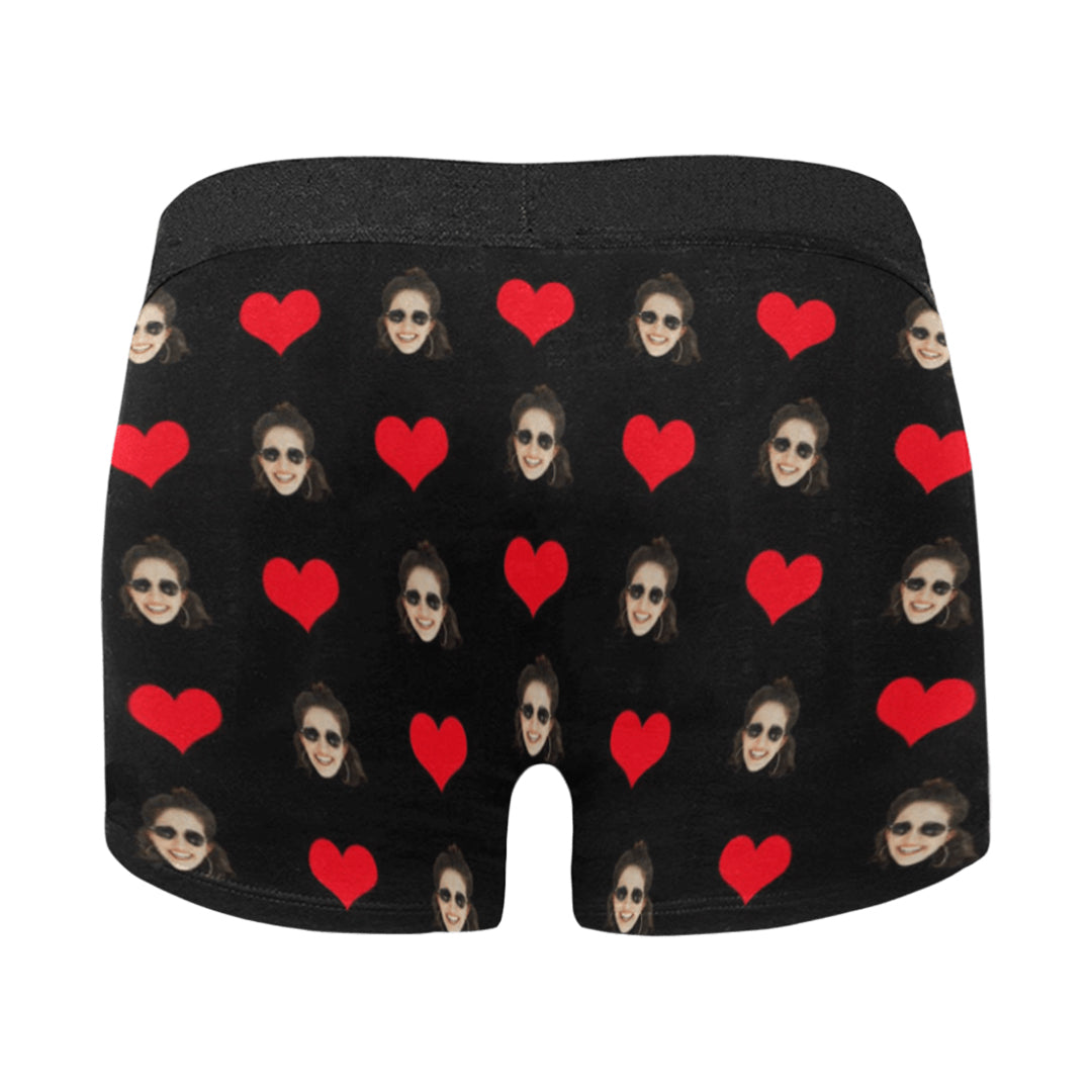 Custom Face Zip Heart Underwear | Personalized Photo Men's Boxer Briefs For Birthday/Christmas Gifts