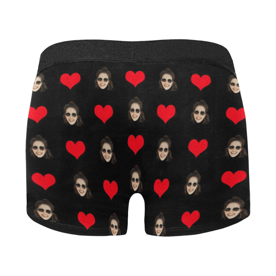 Custom Heart Face Underwear | Personalized Photo Men's Boxer Briefs For Boyfriend/Husband