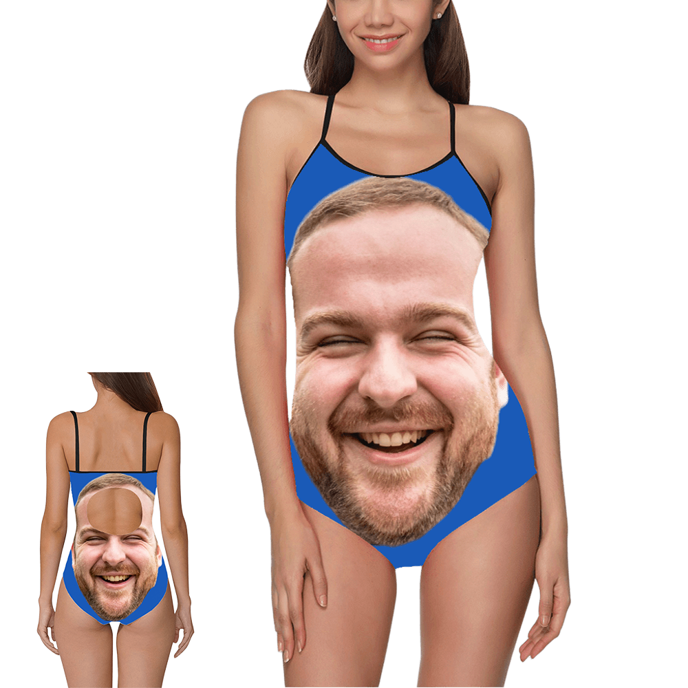 Custom Big Face Front And Back Swimsuit | Personalized Women's Slip One-Piece Bathing Suit Party Gift