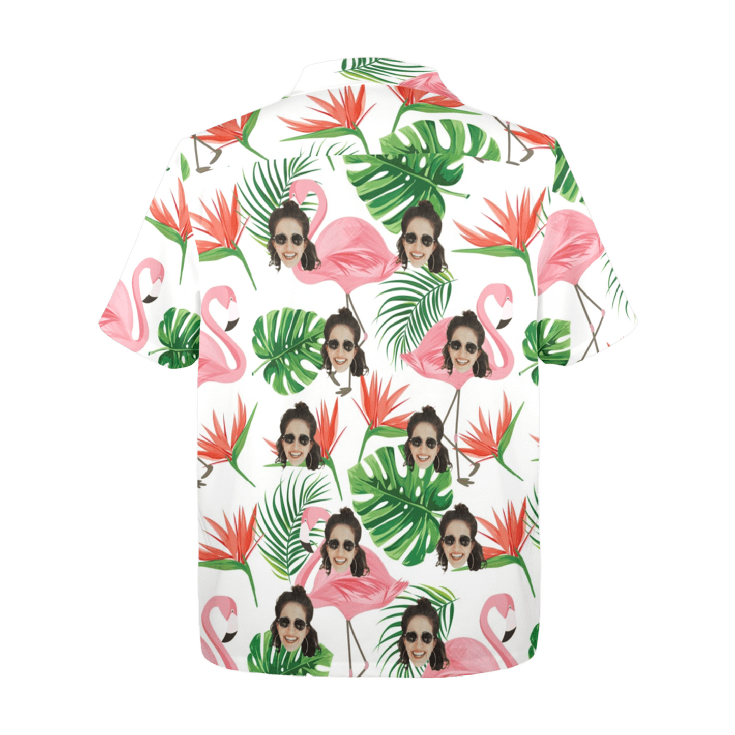 Custom Face Pink Flamingo Hawaiian Shirt | Personalized Tropical Aloha Shirt Vacation Party