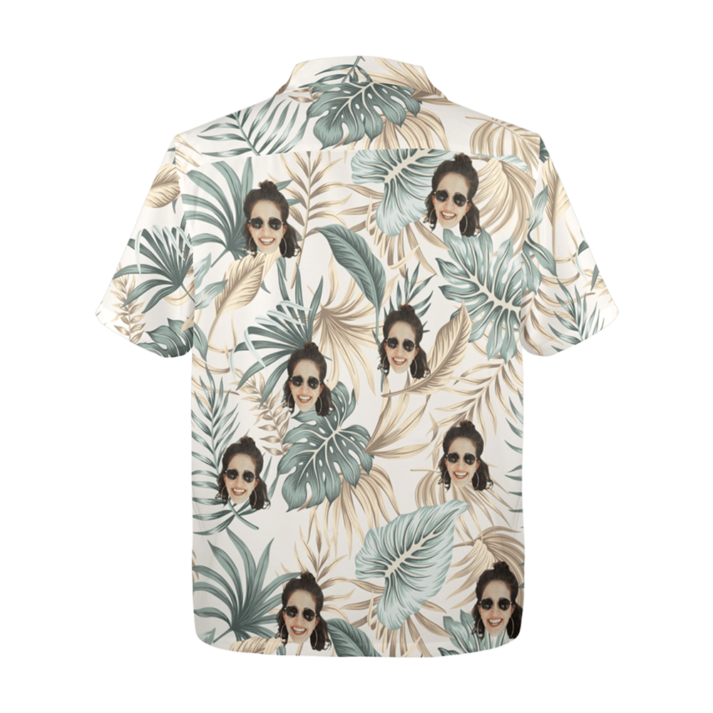 Custom Face Palm Leaves Hawaiian Shirt | Personalized Tropical Aloha Shirt Birthday/Anniversary Gift