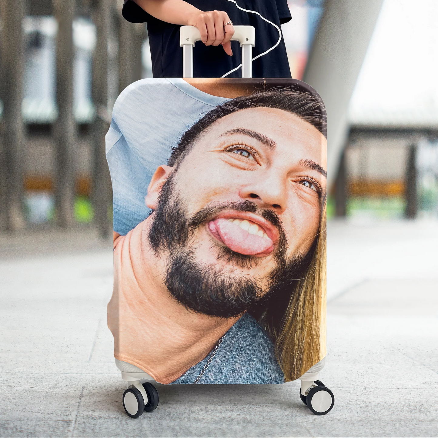 Custom Funny Photo Luggage Cover | Personalized Suitcase Cover For Travel Holiday Vacation