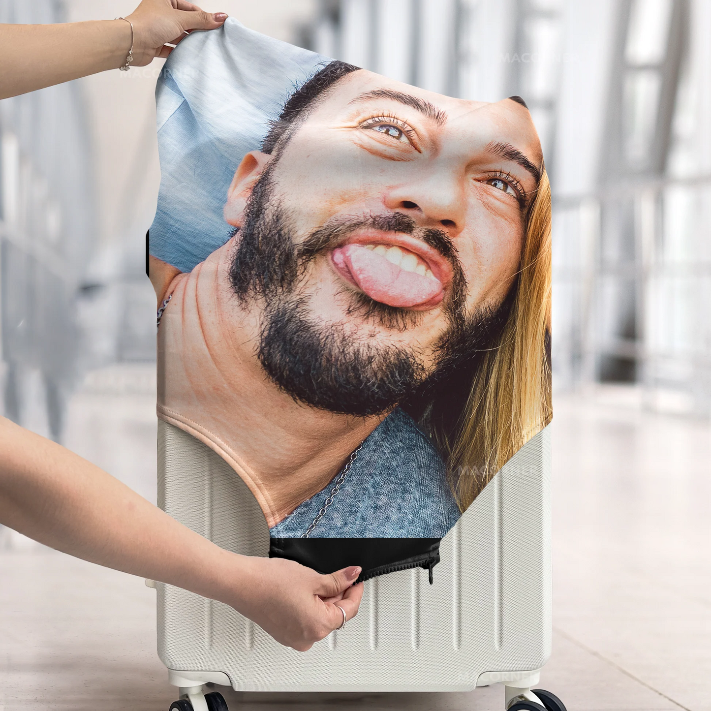 Custom Funny Photo Luggage Cover | Personalized Suitcase Cover For Travel Holiday Vacation