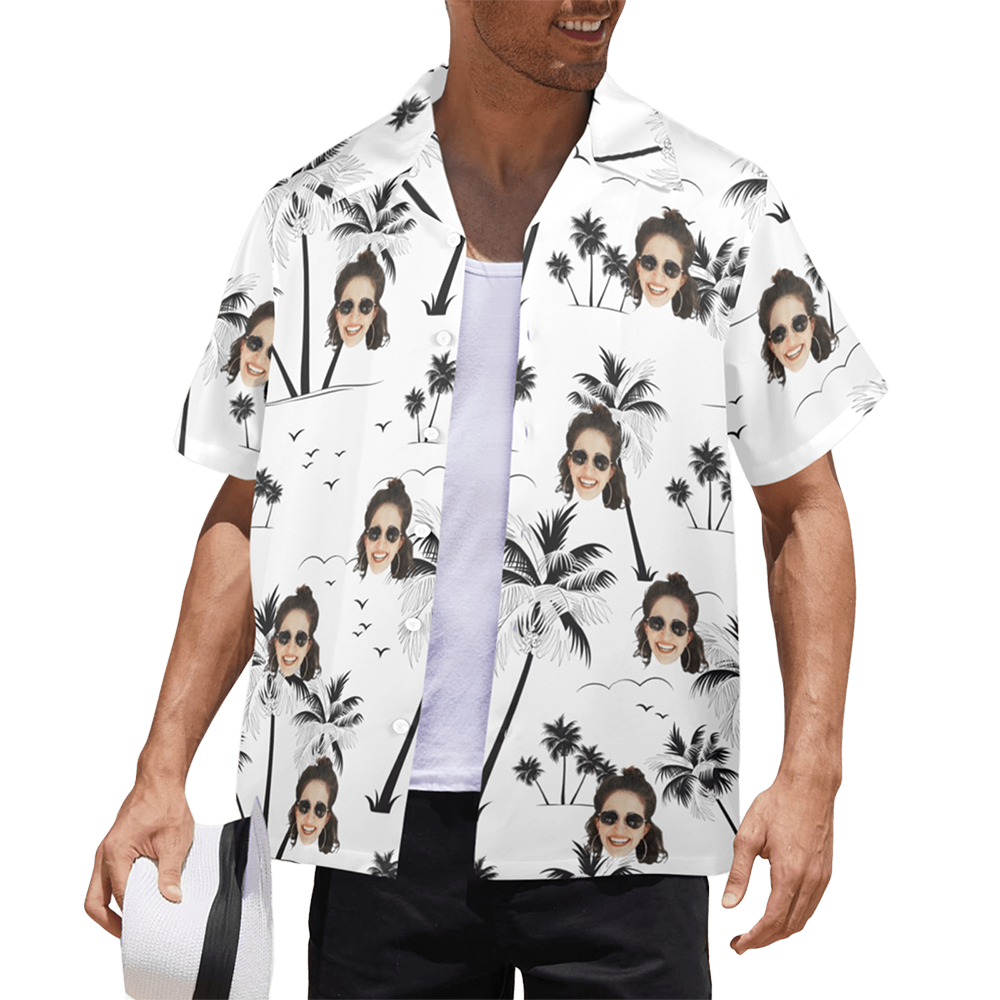 Custom Face Coconut Tree Hawaiian Shirt | Personalized Tropical Aloha Shirt Father's Day Gift