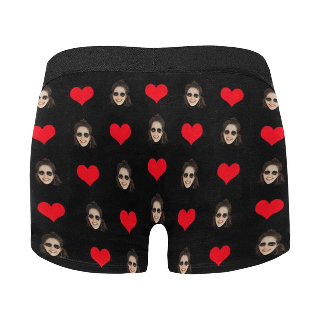 Custom Love Heart Face Underwear | Personalized Photo Men's Boxer Briefs For Anniversary