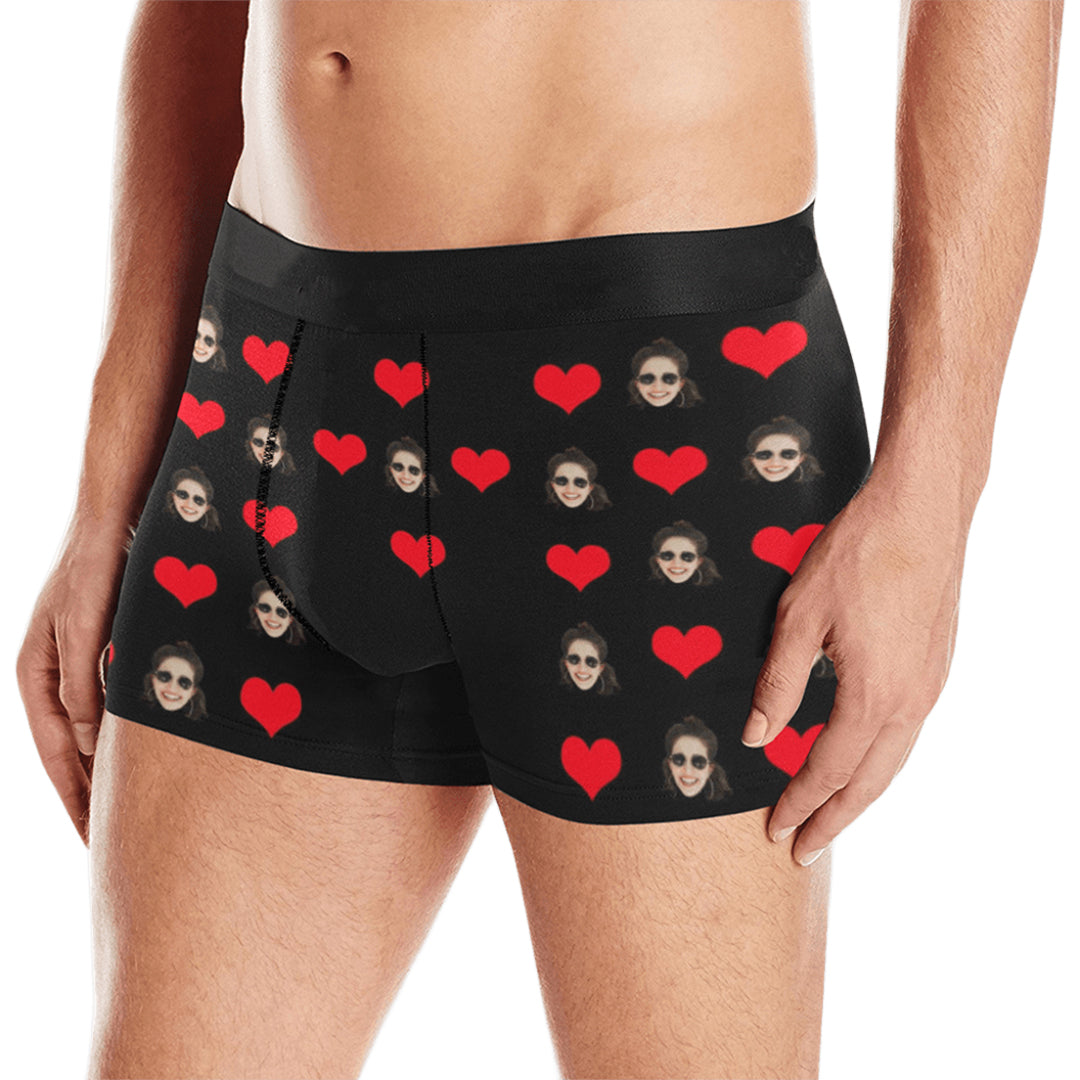 Custom Heart Face Underwear | Personalized Photo Men's Boxer Briefs For Boyfriend/Husband