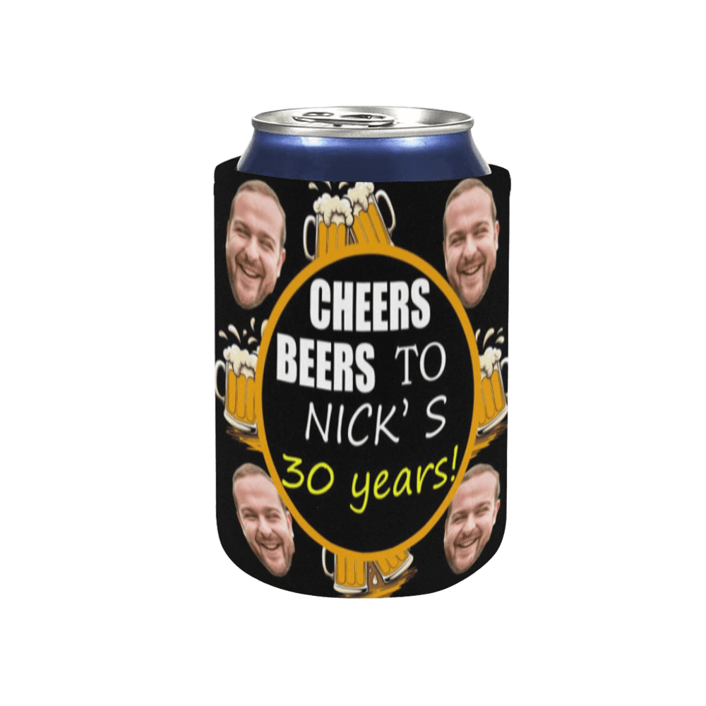 Personalized Face Cheers&Beers Can Cooler | Custom Neoprene Koozies Non Slip for Beer Cans&Bottles Birthday Party Favors