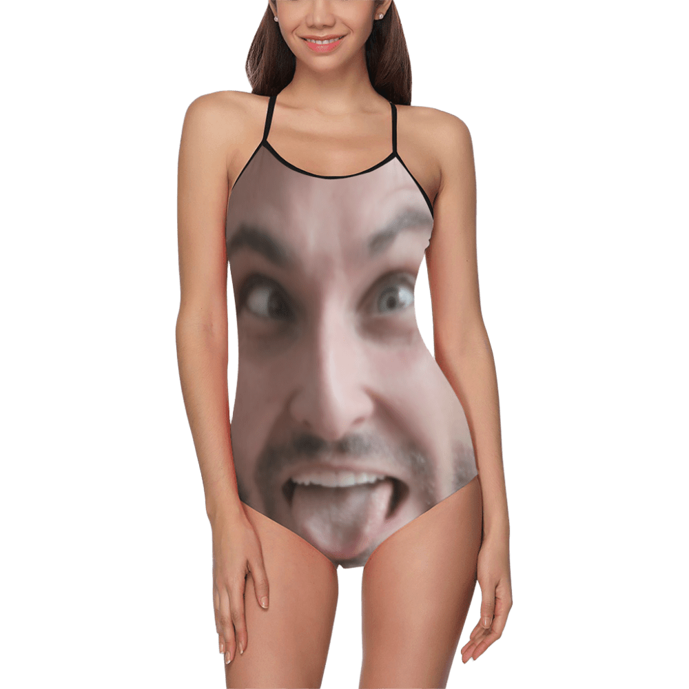 Custom Funny Tongue Face Swimsuit | Personalized Women's Slip One-Piece Bathing Suit Gift For Her