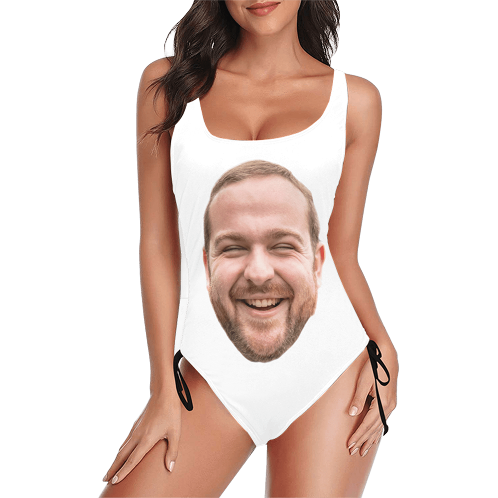 Custom Face&Name Bride Swimsuit | Personalized Women's New Drawstring Side One Piece Swimwear