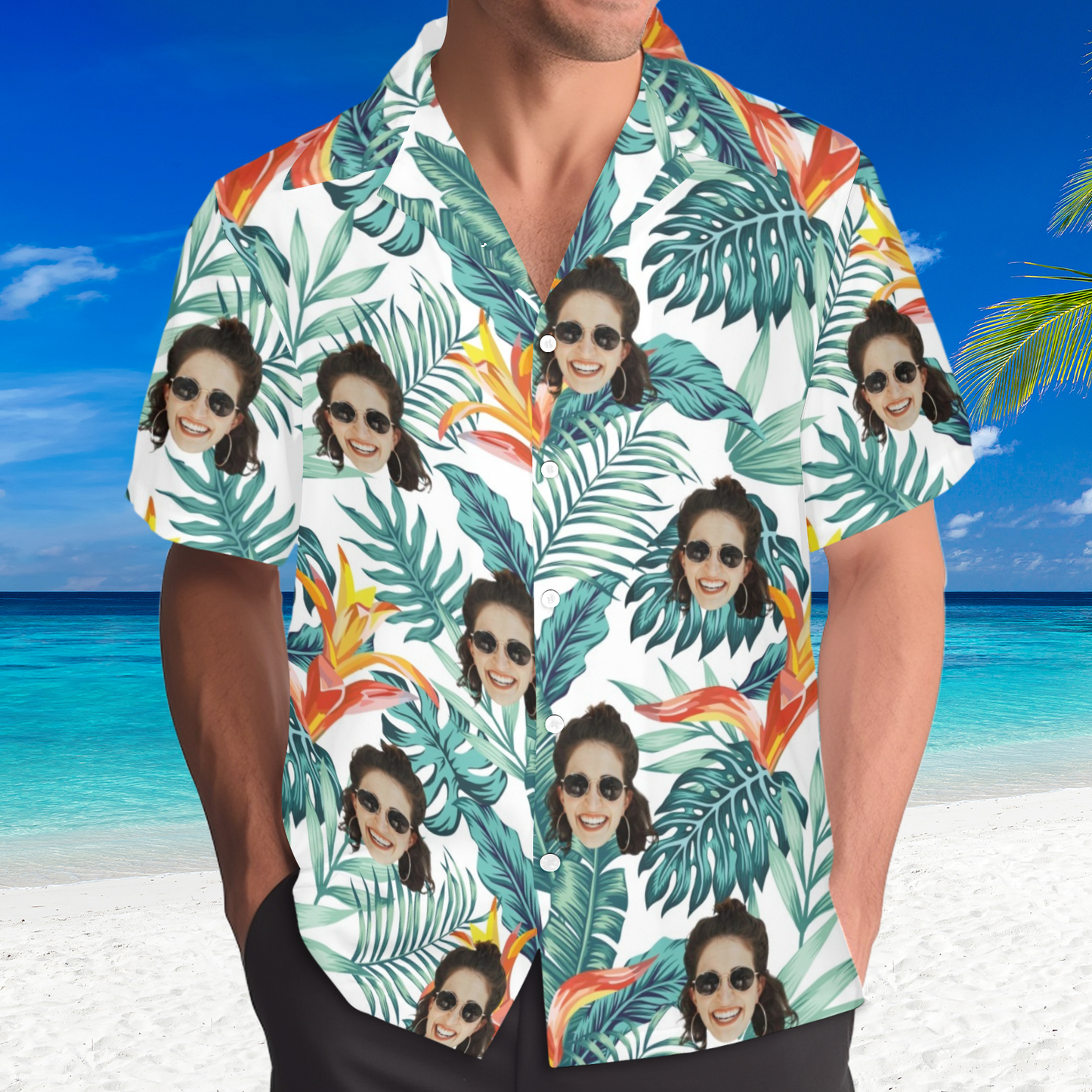 Custom Face seaweed Hawaiian Shirt | Personalized Tropical Summer Shirt Vacation Party Gift