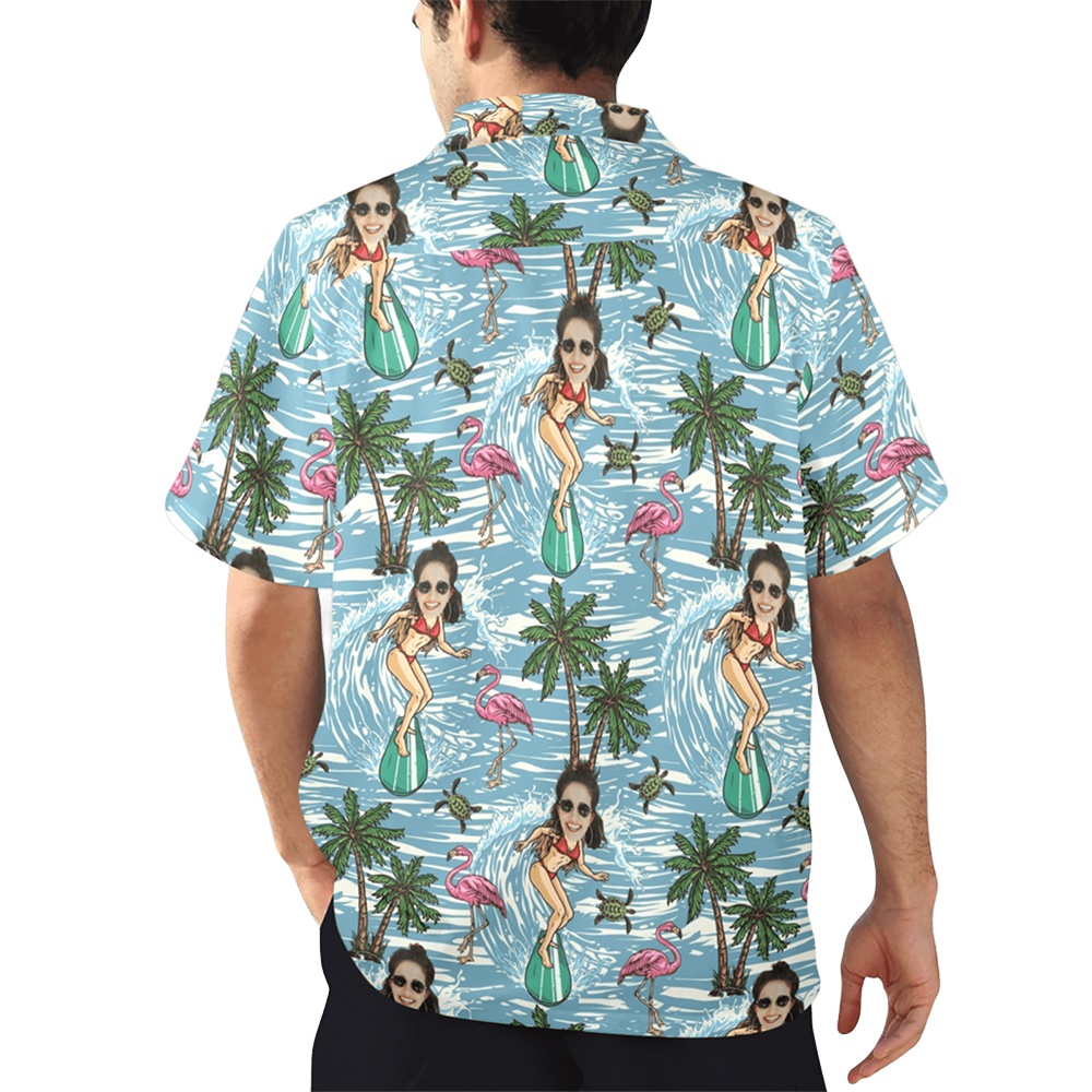 Custom Face Surfing Beach Hawaiian Shirt | Personalized Tropical Aloha Shirt For Cruise Trip