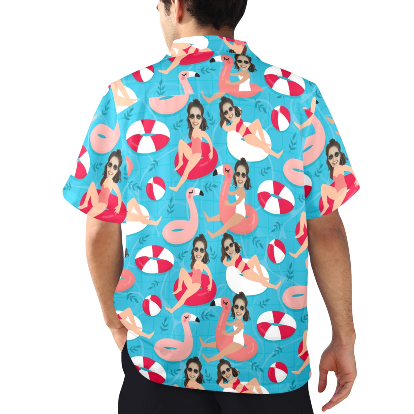 Custom Swim Ring Wife Face Hawaiian Shirt | Personalized Tropical Aloha Shirt Funny Gifts