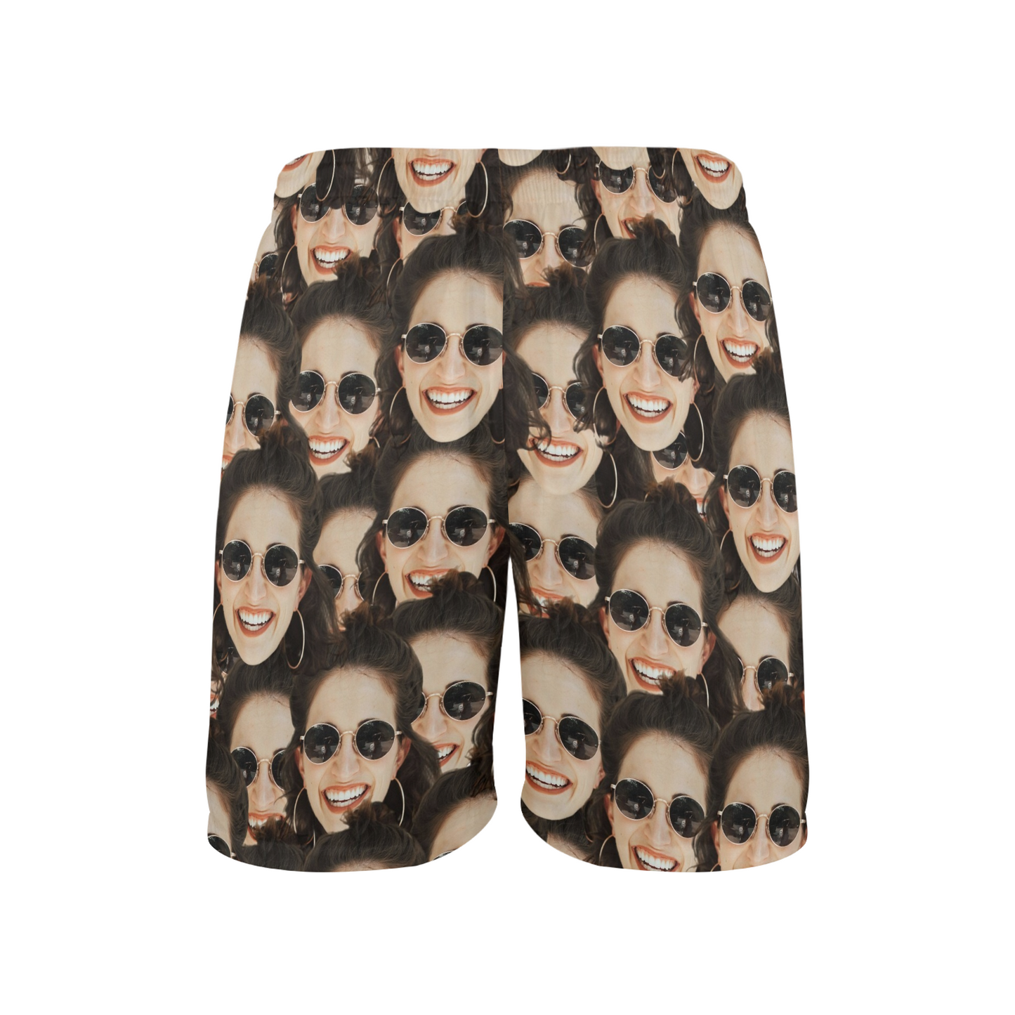 Custom Dense Face Beach Shorts | Personalized Photo Men's Elastic Swim Trunks For Husband