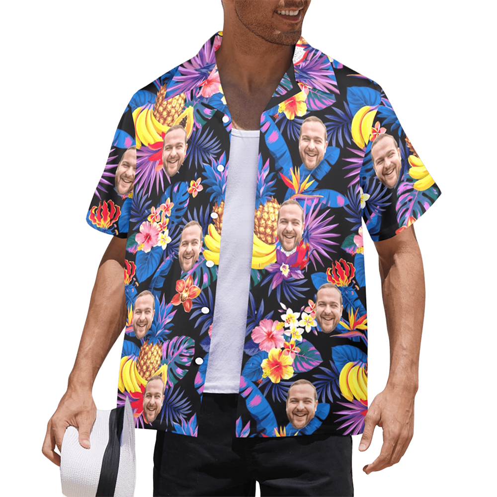 Custom Face Tropical Fruit Hawaiian Shirt | Personalized Tropical Aloha Shirt Bachelor Party Gift