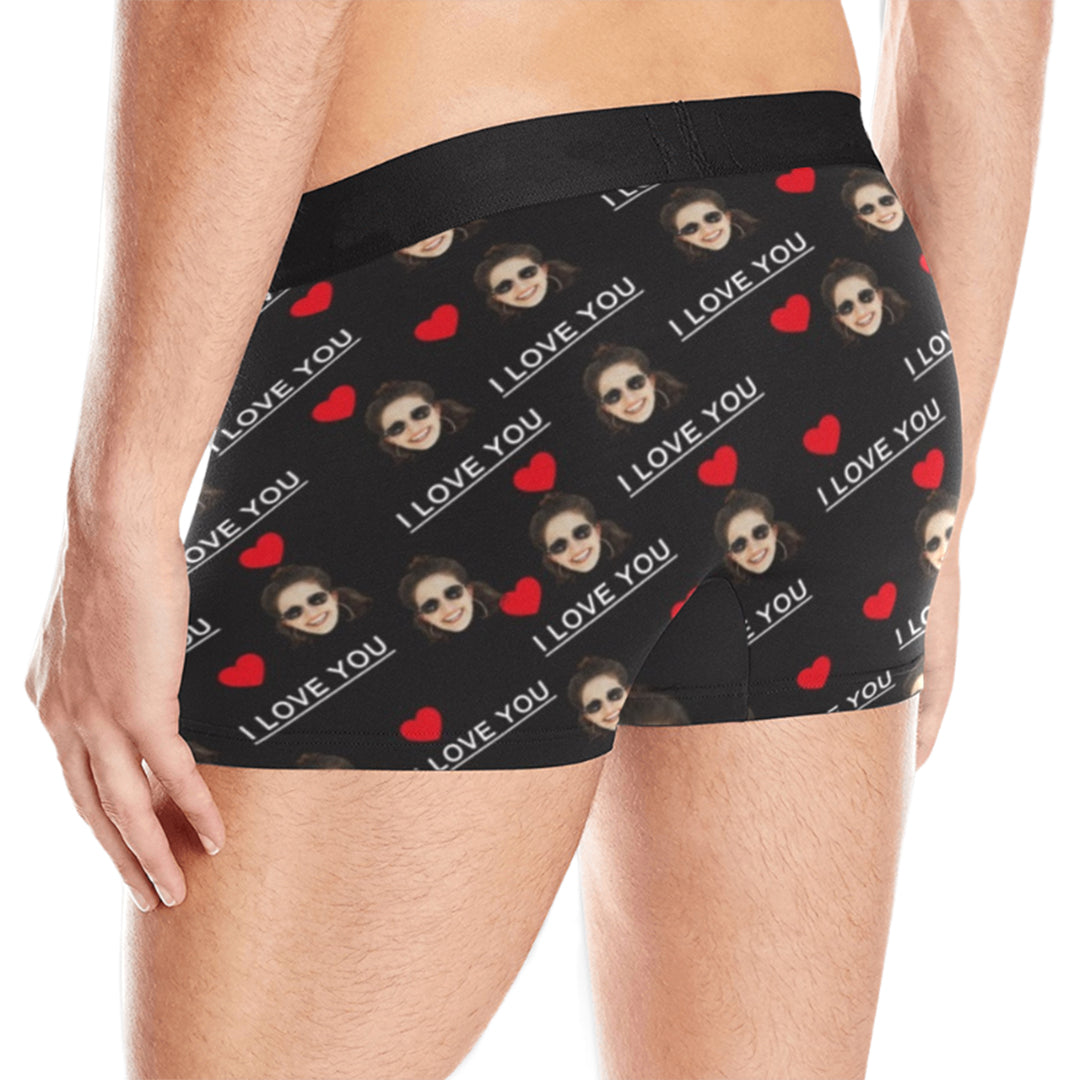 Custom I Love You Face Underwear | Personalized Photo Men's Boxer Briefs For Anniversary/Honeymoon