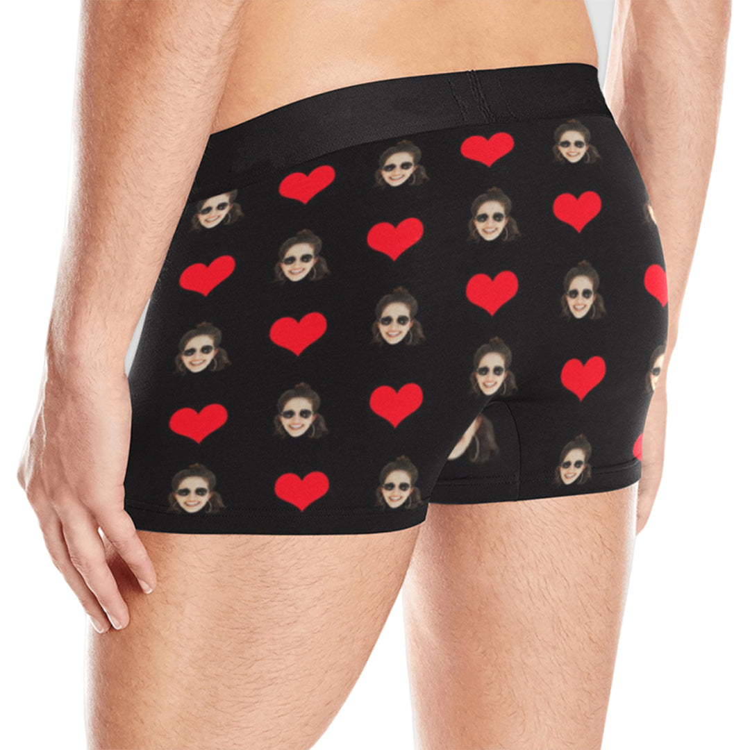 Custom I Love My Wife Face Underwear | Personalized Photo Men's Boxer Briefs For Birthday Gifts