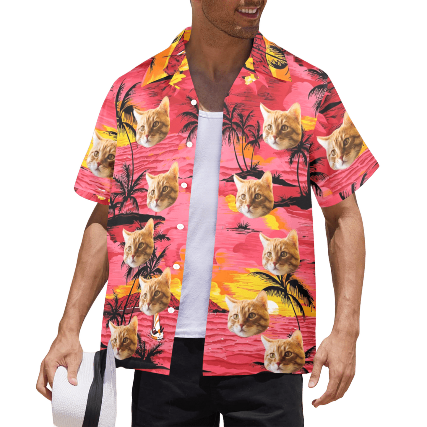 Custom Face Watercolor Print Hawaiian Shirt | Personalized Tropical Aloha Shirt for Beach & Vacation