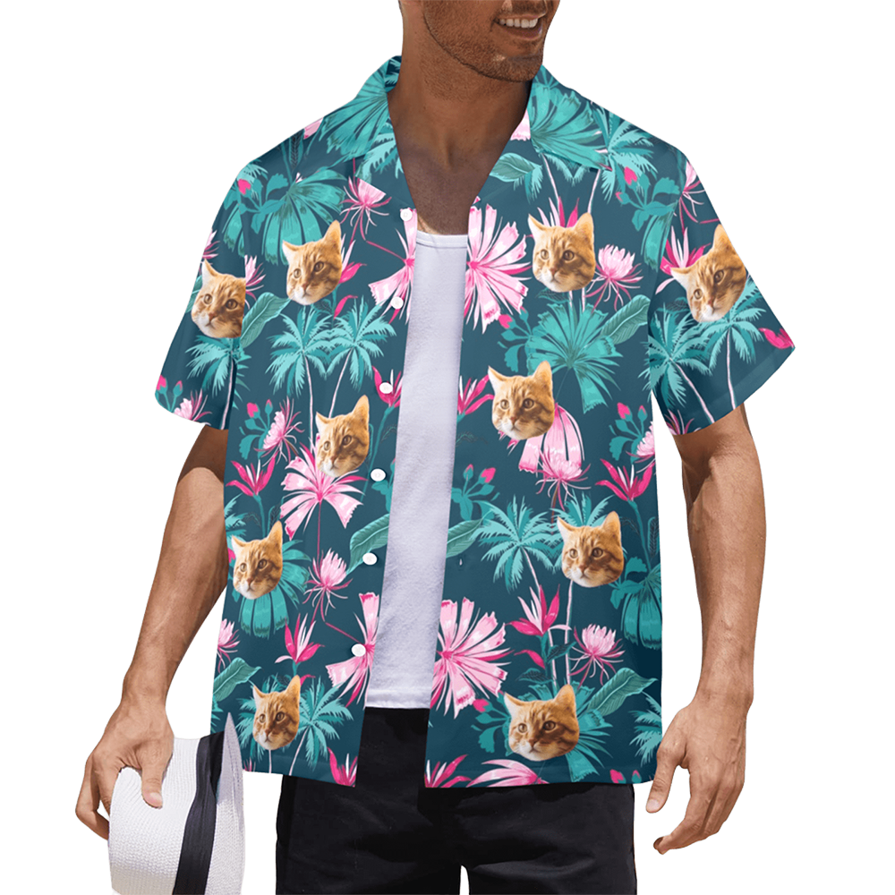 Custom Face Coconut Flowers Hawaiian Shirt | Personalized Tropical Aloha Shirt Beach Cruise Party Gift