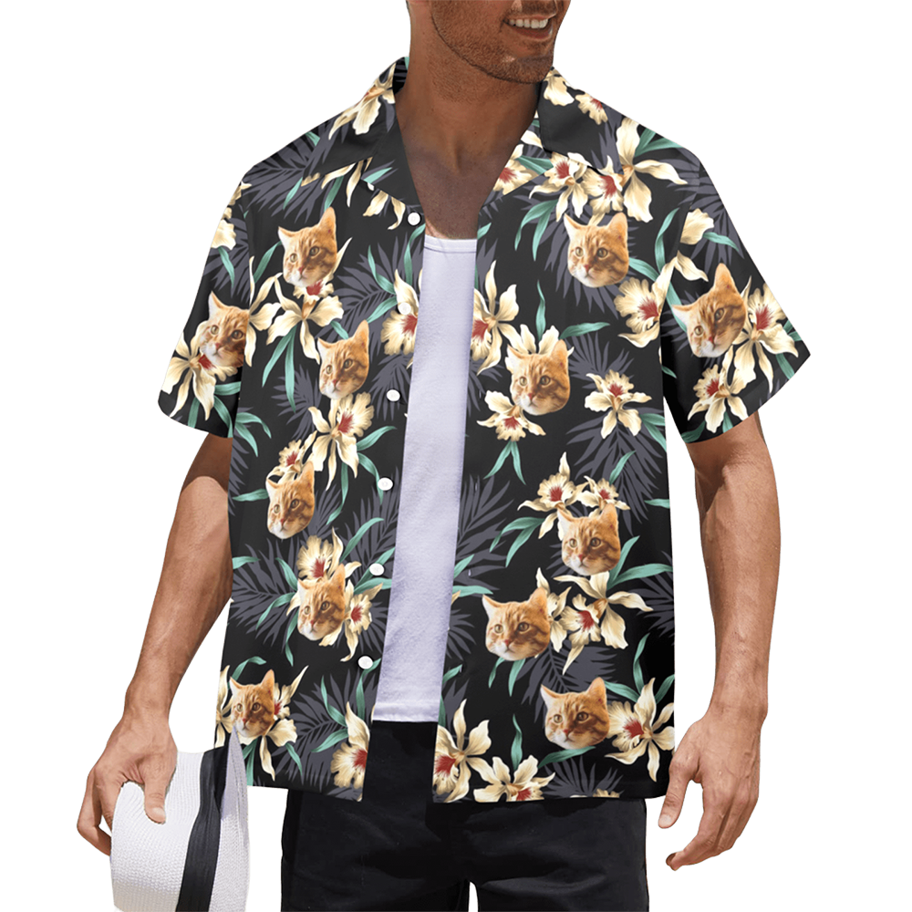 Custom Face Lily Flowers Hawaiian Shirt | Personalized Tropical Aloha Shirt For Cruise Trip