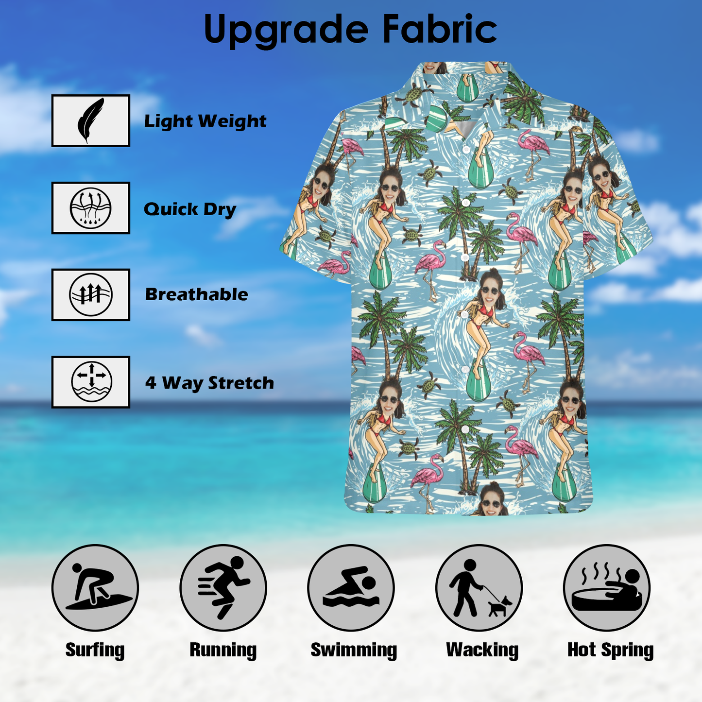 Custom Face Surfing Beach Hawaiian Shirt | Personalized Tropical Aloha Shirt For Cruise Trip