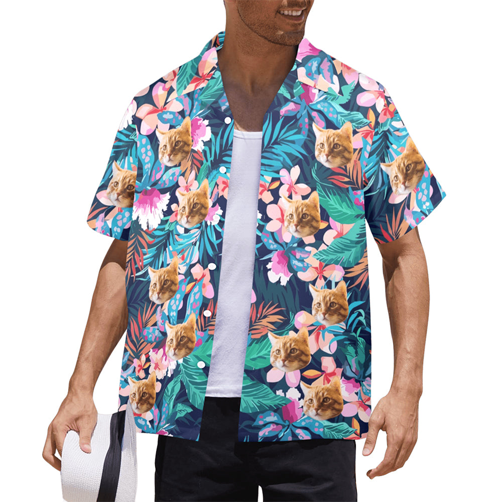 Hot Recommend Custom Face Sea Flower Hawaiian Shirt | Personalized Tropical Aloha Shirt