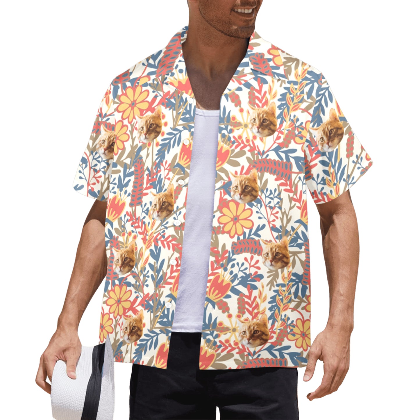 Custom Face Vibrant Floral Watercolor Hawaiian Shirt | Personalized Tropical Aloha Shirt For Birthday Surprise