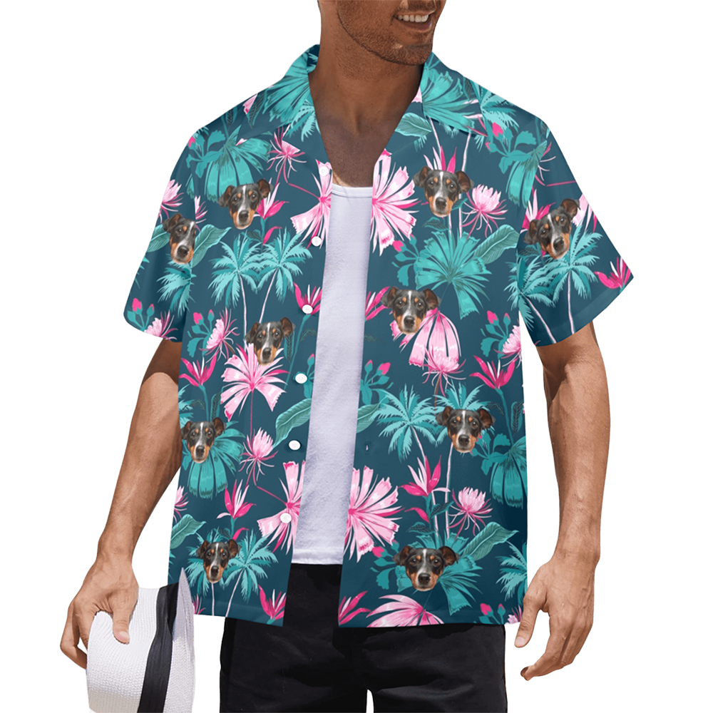 Custom Face Coconut Flowers Hawaiian Shirt | Personalized Tropical Aloha Shirt Beach Cruise Party Gift
