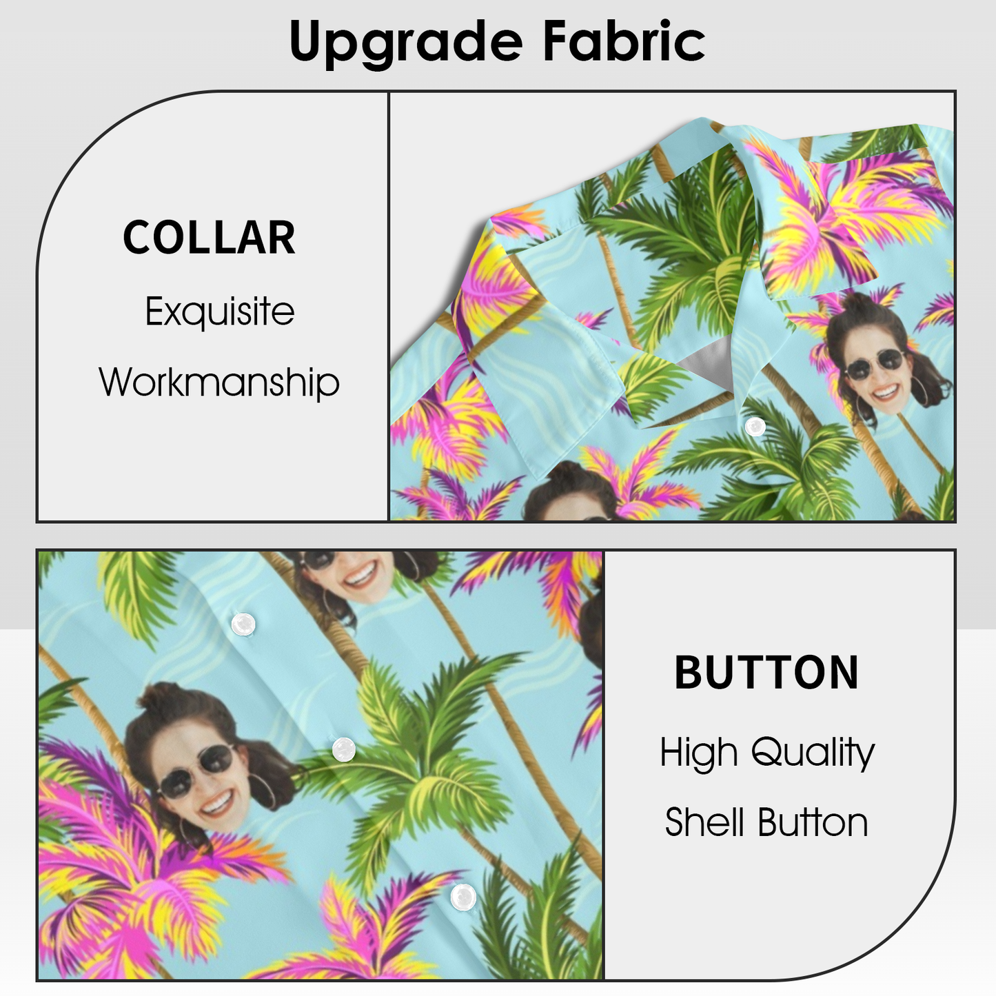 Custom Face Purple&Green Coconut Tree Hawaiian Shirt | Personalized Tropical Aloha Shirt For Float Trip