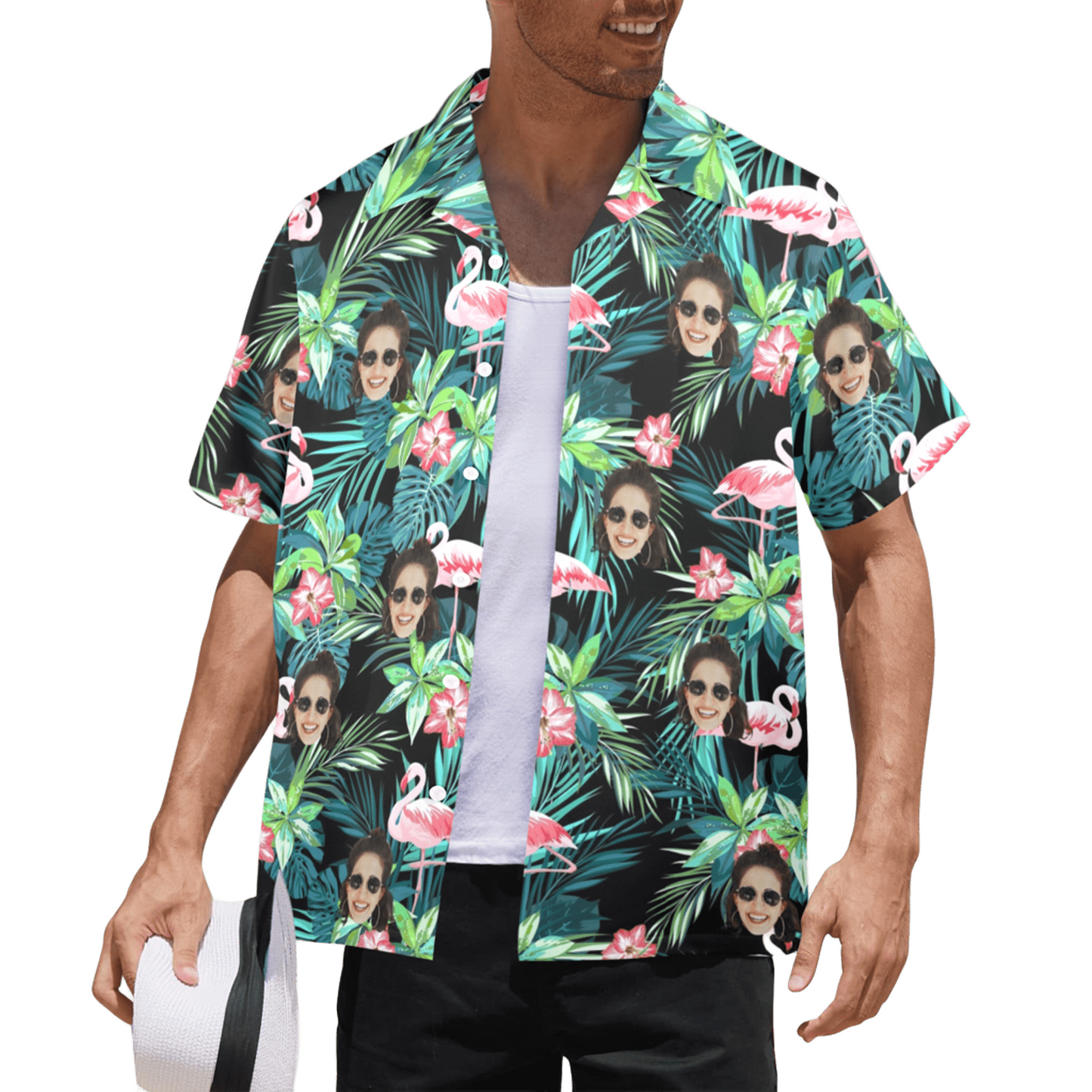 Custom Face Flamingo Hawaiian Shirt | Personalized Tropical Aloha Shirt for Men & Women