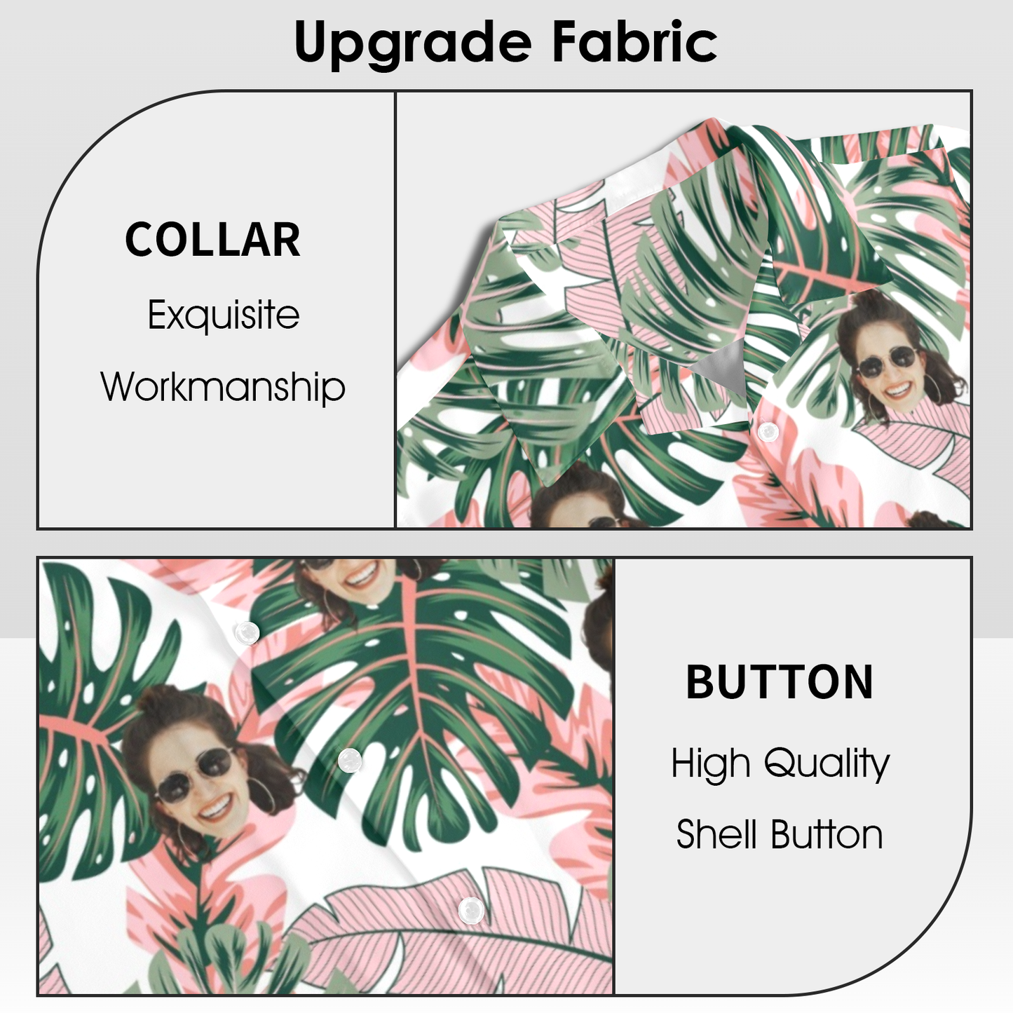 Custom Face Pink Plantain Leaves Hawaiian Shirt | Personalized Tropical Aloha Shirt Birthday Party Gift
