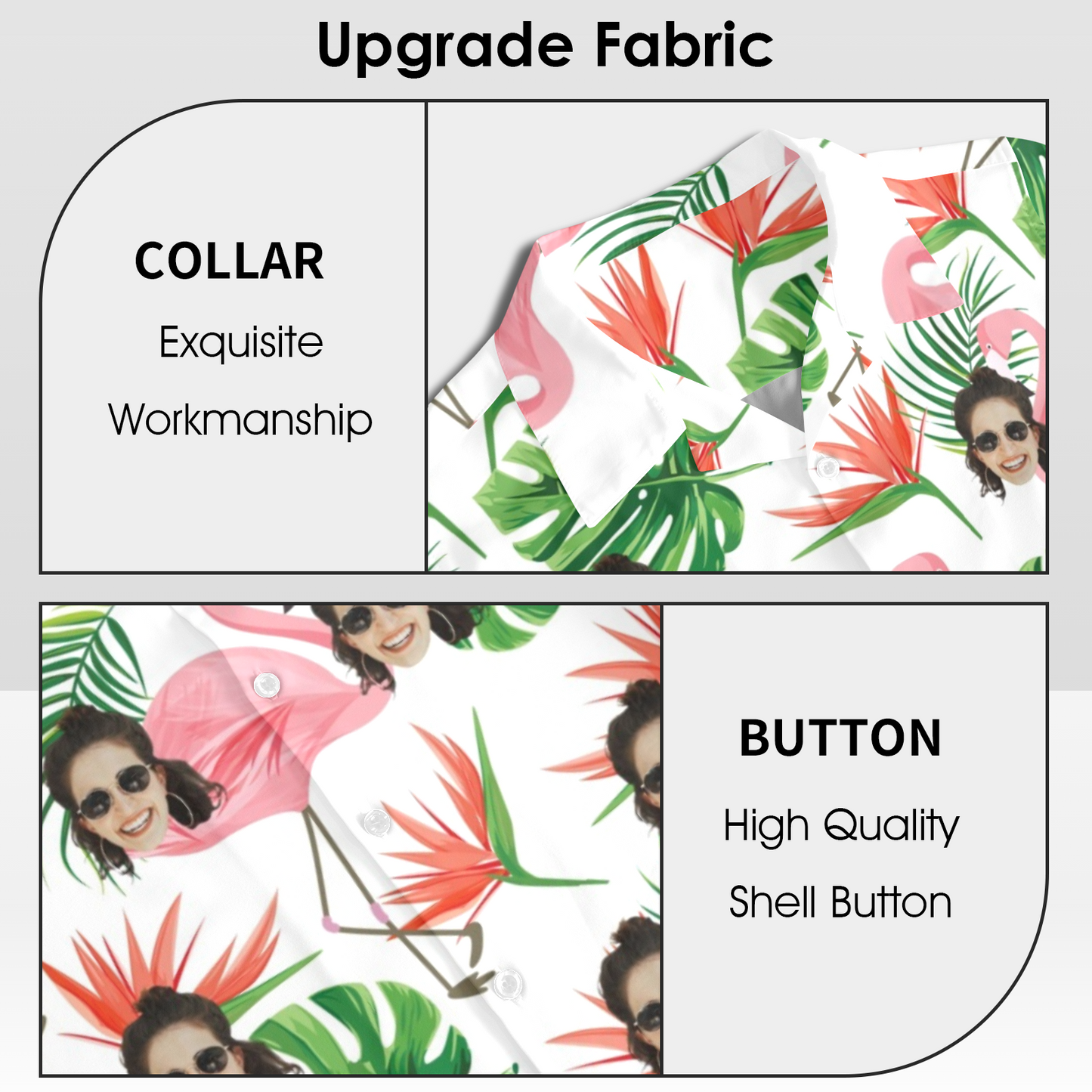 Custom Face Pink Flamingo Hawaiian Shirt | Personalized Tropical Aloha Shirt Vacation Party