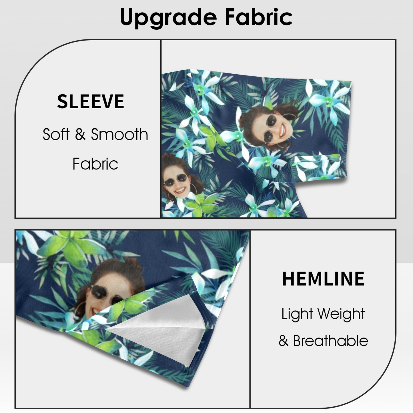 Custom Face Green Leaves Hawaiian Shirt | Personalized Tropical Aloha Shirt Birthday Party Gift