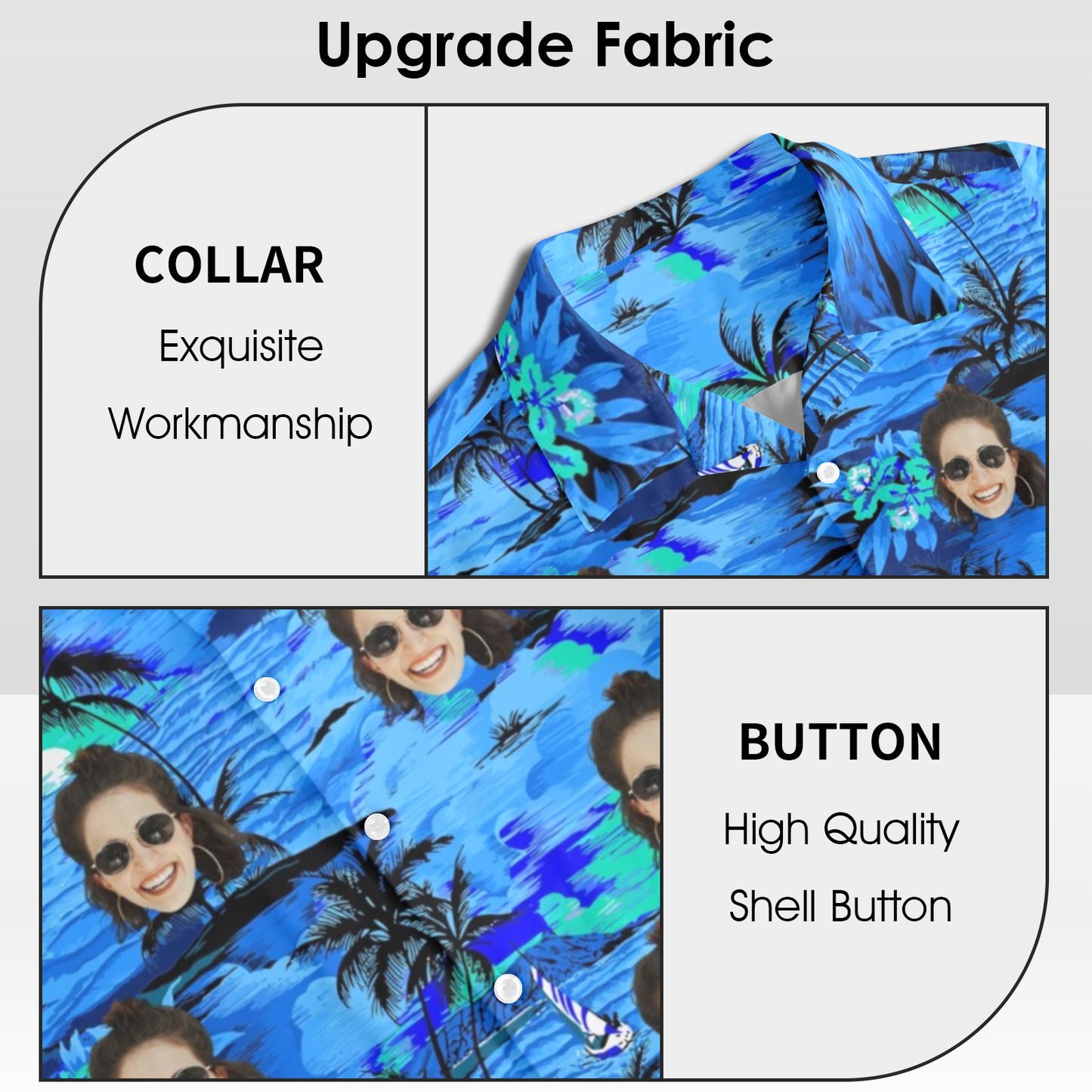 Custom Face Blue Island Hawaiian Shirt | Personalized Tropical Summer Shirt Best Couple Gift