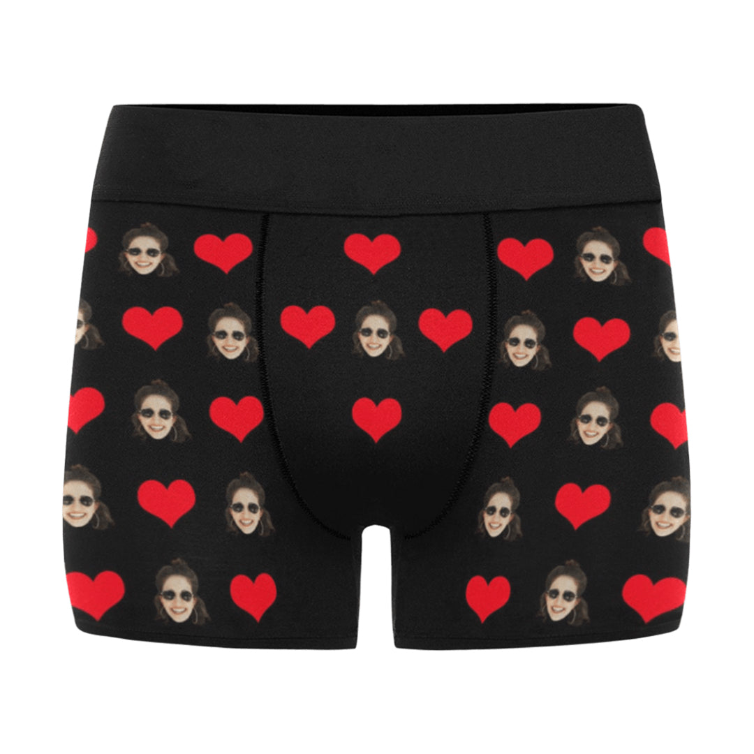 Custom Heart Face Underwear | Personalized Photo Men's Boxer Briefs For Boyfriend/Husband