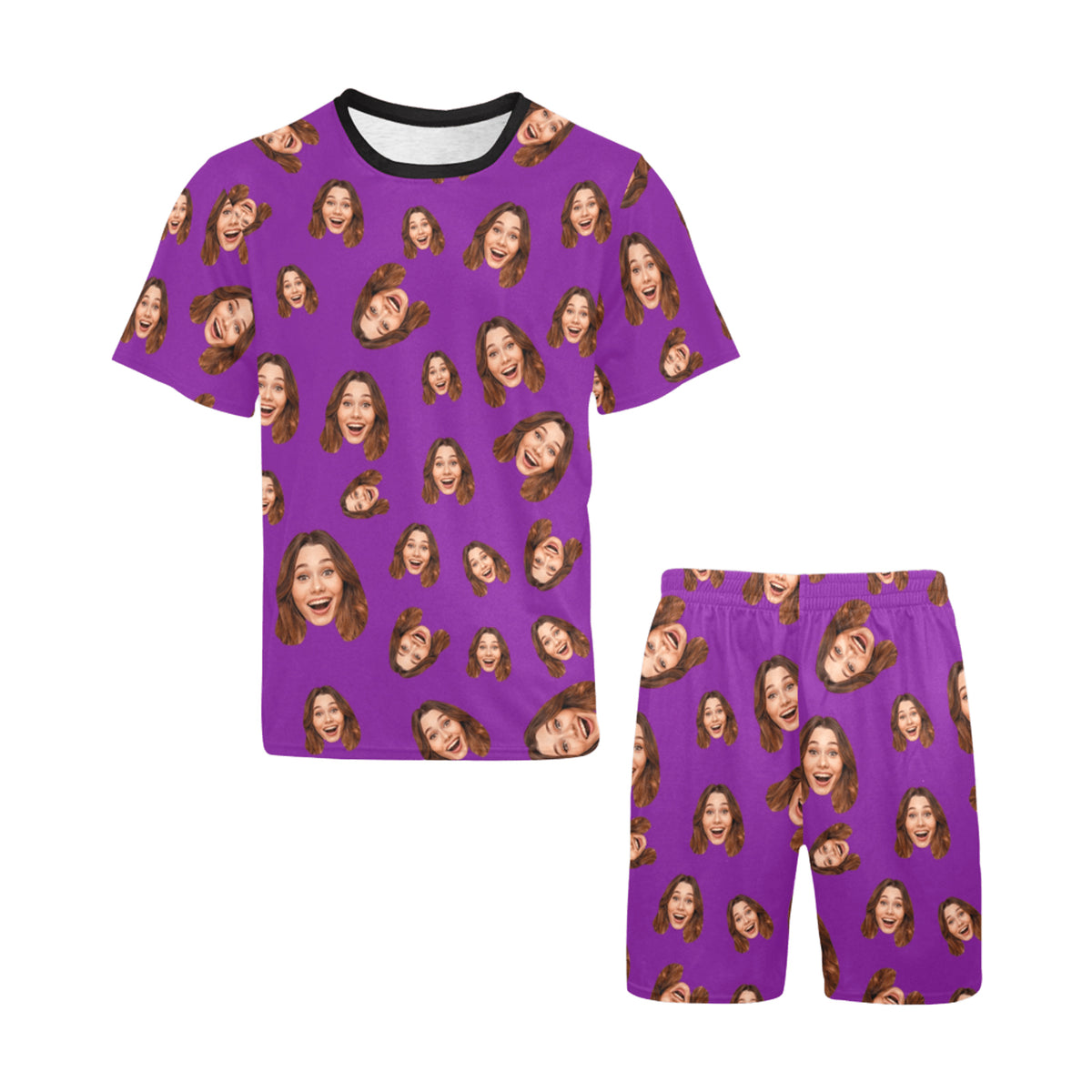 Custom Face Multi-Color Pajamas | Personalized Men's Short Pajama Set Honeymoon Gift