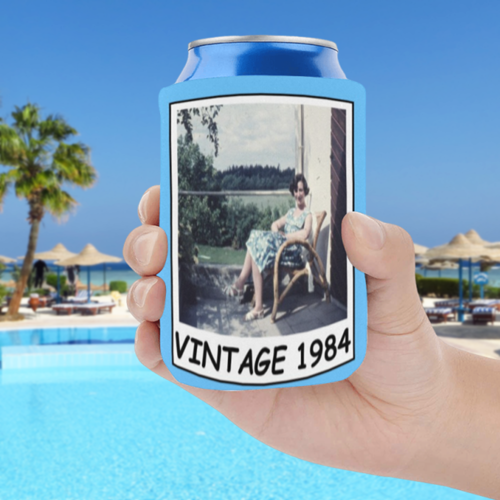 Personalized Vintage Photo Can Cooler | Custom Neoprene Koozies Non Slip for Beer Cans&Bottles Funny Anniversary/Birthday Gift