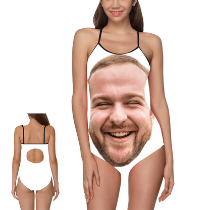 [Recommend]Custom Big Face Funny Swimsuit | Personalized Women's Slip One-Piece Bathing Suit Gift For Her