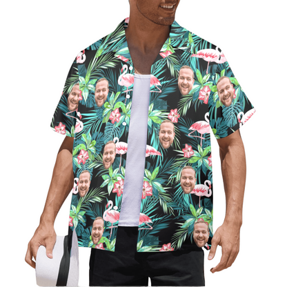 Custom Face Flamingo Hawaiian Shirt | Personalized Tropical Aloha Shirt for Men & Women