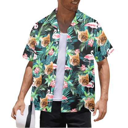 Custom Face Flamingo Hawaiian Shirt | Personalized Tropical Aloha Shirt for Men & Women