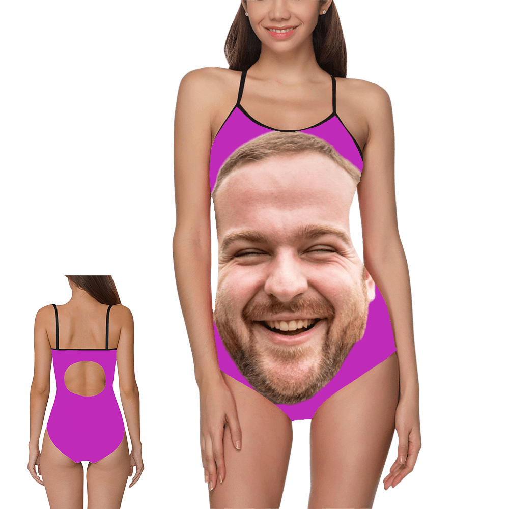 [Recommend]Custom Big Face Funny Swimsuit | Personalized Women's Slip One-Piece Bathing Suit Gift For Her
