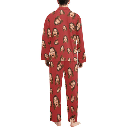 Custom Face Multi-Color Pajamas | Personalized Men's Long Pajama Set Birthday Party Gift