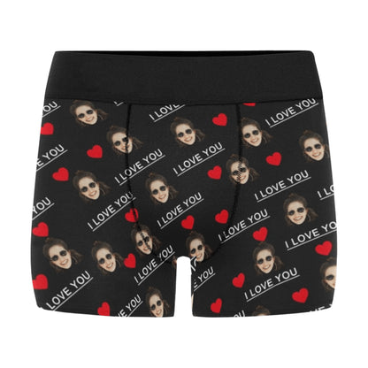 Custom I Love You Face Underwear | Personalized Photo Men's Boxer Briefs For Anniversary/Honeymoon