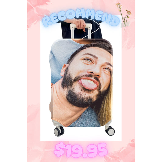 [Recommend]Custom Funny Photo Luggage Cover | Personalized Suitcase Cover For Friends Family Vacation