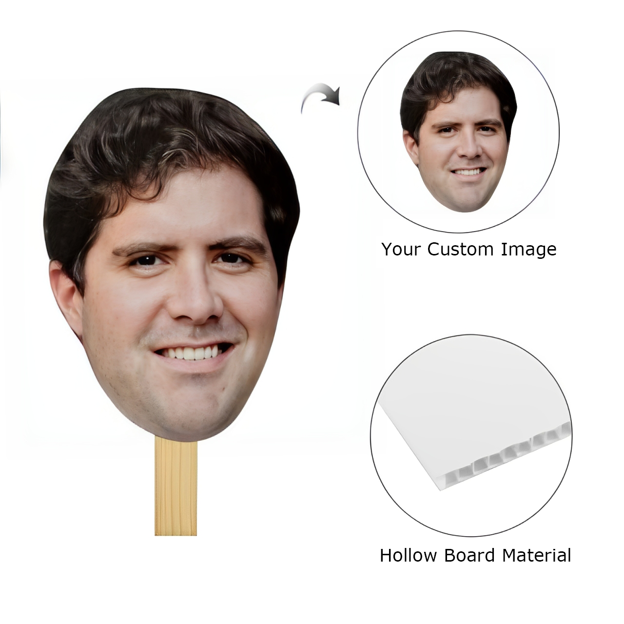 Custom Big Face On A Stick - Personalized Funny Photo Cutout For Parties | Birthday Wedding & Event Decorations