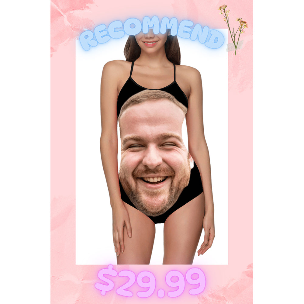 [Recommend]Custom Big Face Funny Swimsuit | Personalized Women's Slip One-Piece Bathing Suit Gift For Her