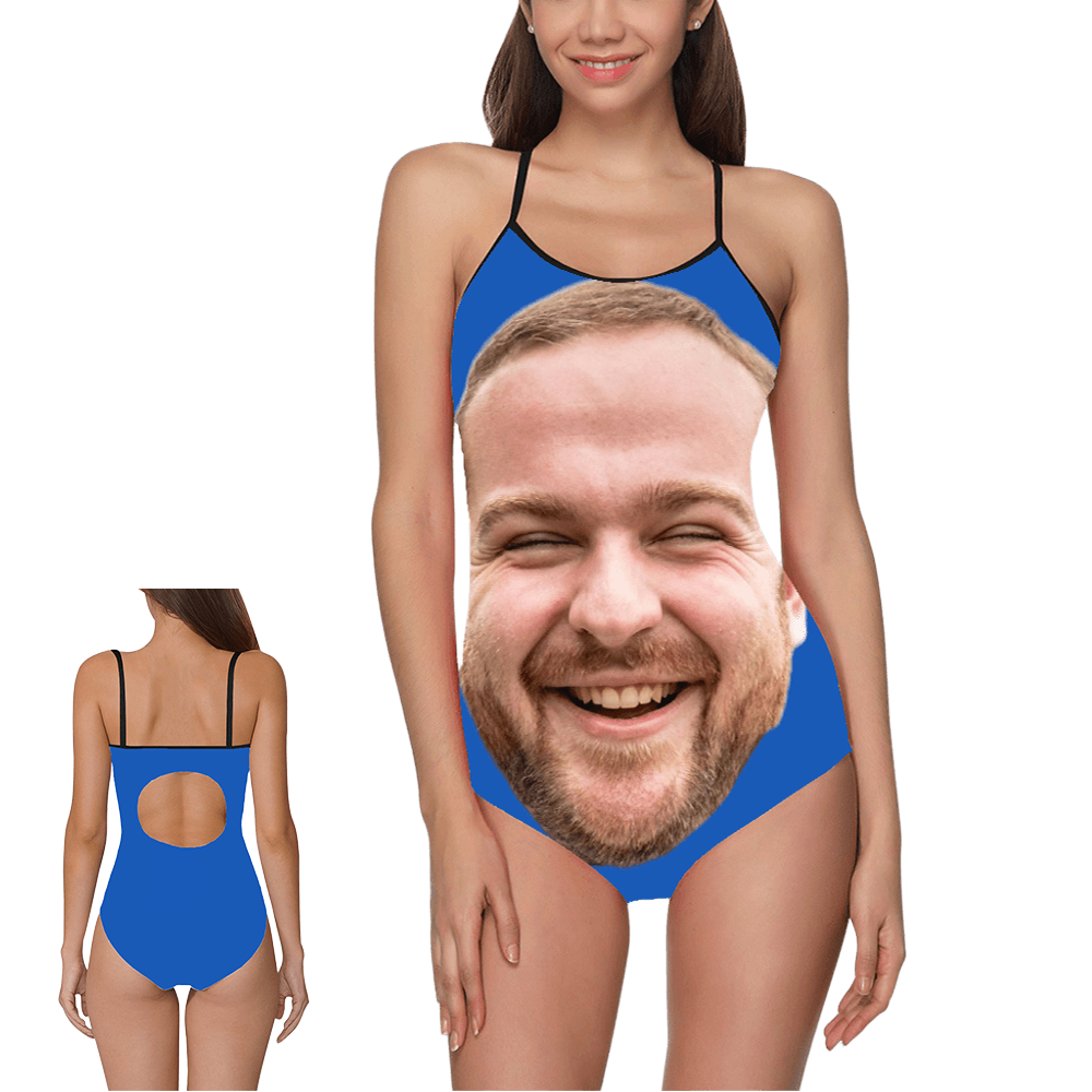 [Recommend]Custom Big Face Funny Swimsuit | Personalized Women's Slip One-Piece Bathing Suit Gift For Her