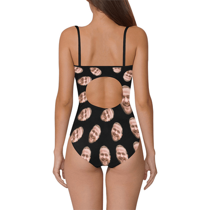 Custom Rotating Face Swimsuit | Personalized Women's Slip One-Piece Bathing Suit Birthday Gift